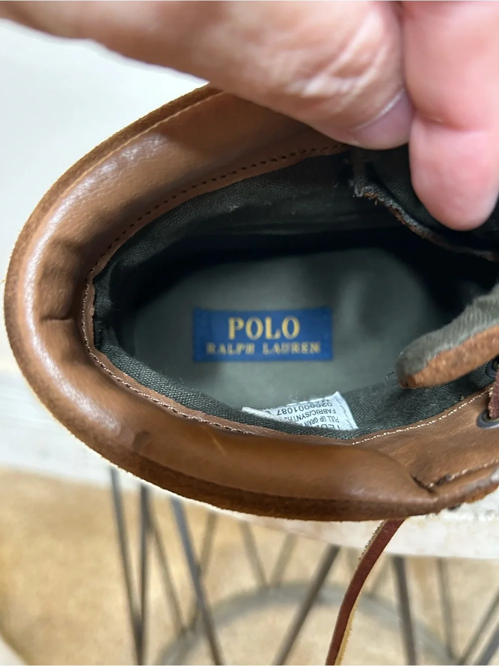 Polo Ralph Lauren Men's Brown Leather High-Top Sneakers Size 9.5D